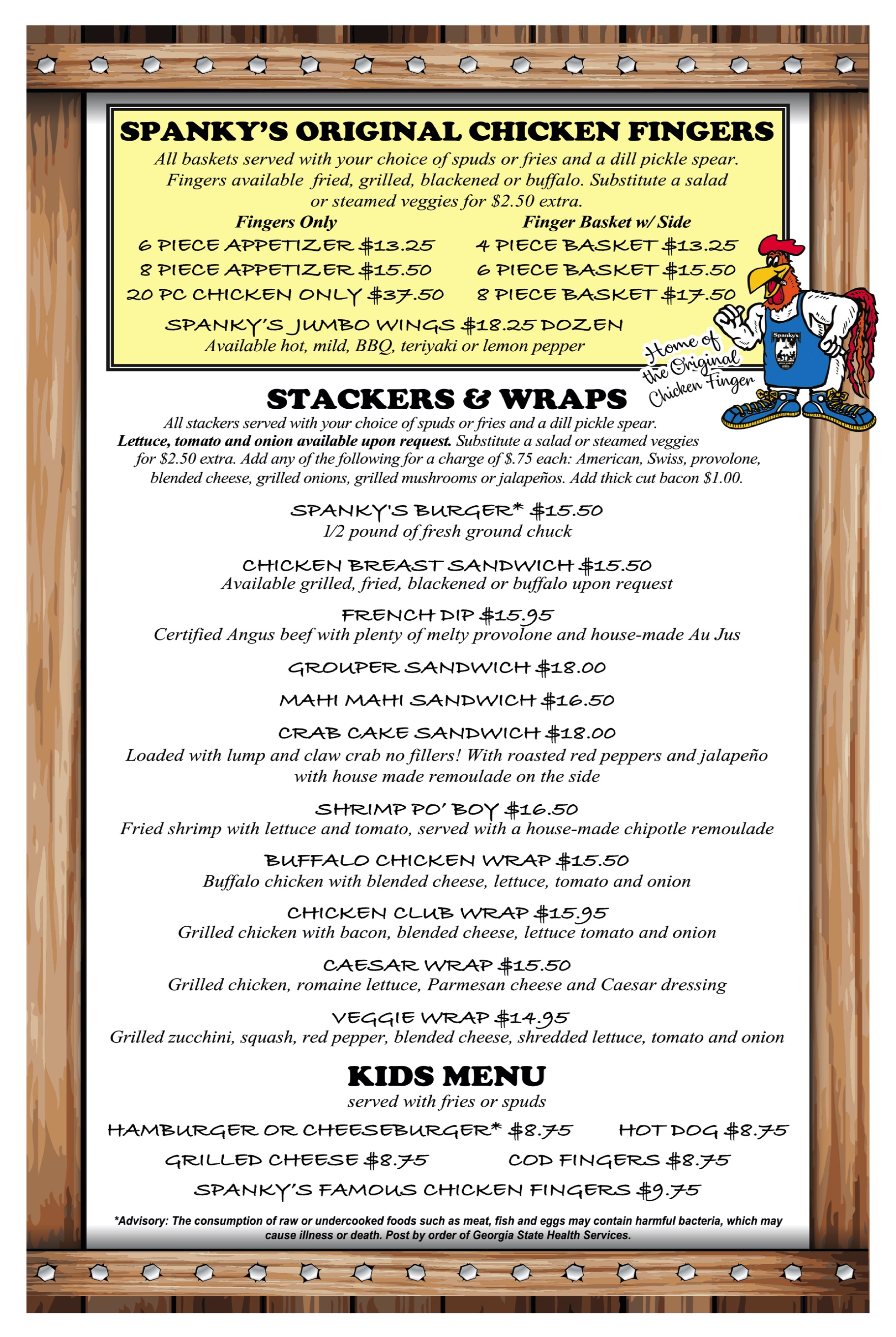 Beachside Menu